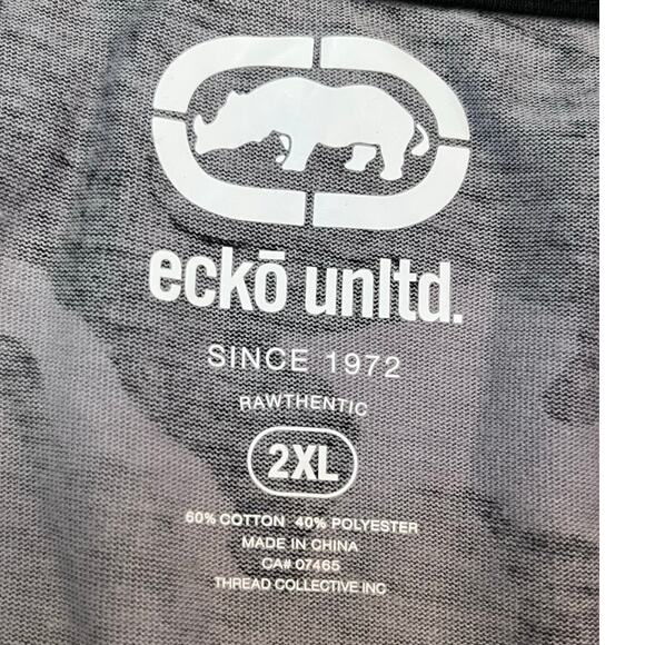 NWT Ecko Unltd. Mens 2XL Gray Camo Print Short Sleeve Casual Grunge  T-Shirt - Picture 3 of 8